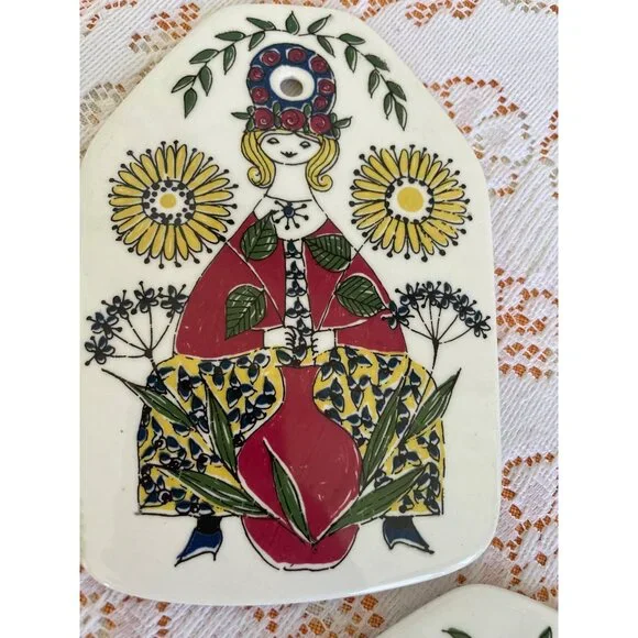 Vintage 1960s Set of 3 Wall Plates Turi Design Mons og Mille Figgjo FF Norway